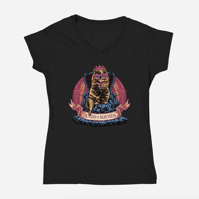 All Hail To The Queen Of Mayhem-Womens-V-Neck-Tee-glitchygorilla
