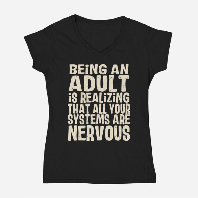 All Systems Nervous-Womens-V-Neck-Tee-turborat14