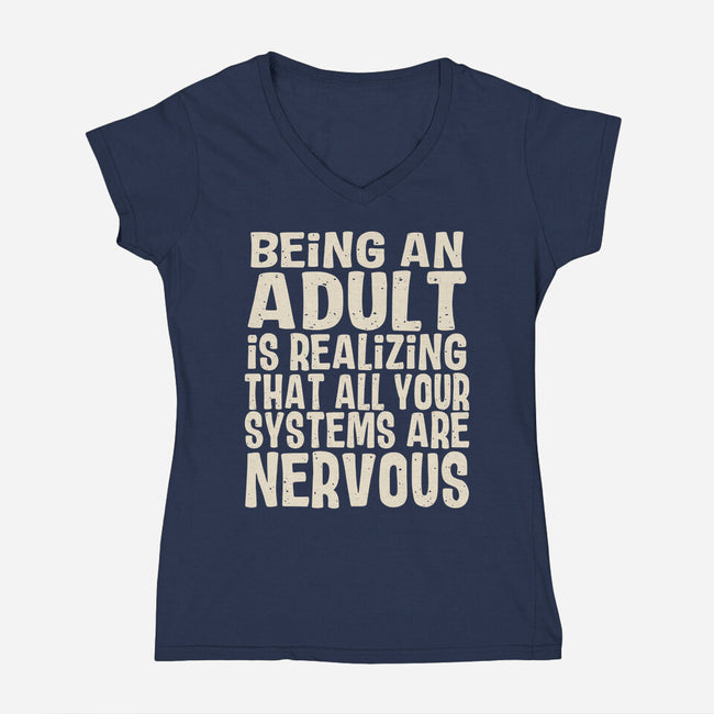 All Systems Nervous-Womens-V-Neck-Tee-turborat14