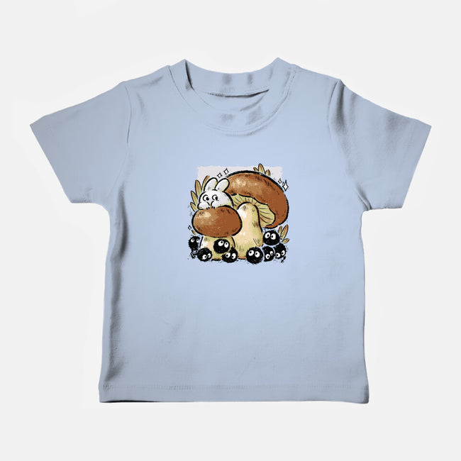 Wandering Soot With Autumn Mushrooms-Baby-Basic-Tee-xMorfina