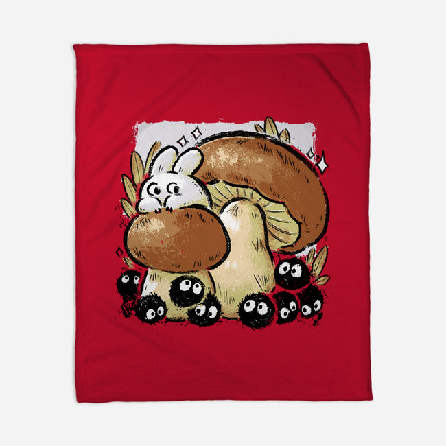 Wandering Soot With Autumn Mushrooms-None-Fleece-Blanket-xMorfina