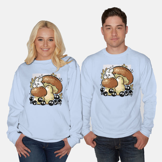 Wandering Soot With Autumn Mushrooms-Unisex-Crew Neck-Sweatshirt-xMorfina