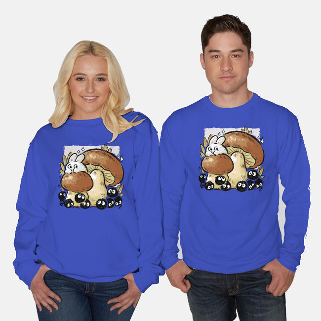 Wandering Soot With Autumn Mushrooms-Unisex-Crew Neck-Sweatshirt-xMorfina