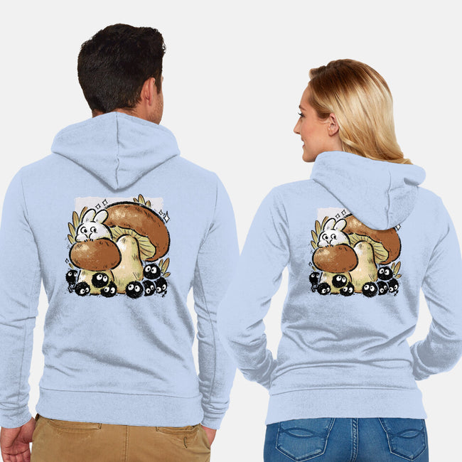 Wandering Soot With Autumn Mushrooms-Unisex-Zip-Up-Sweatshirt-xMorfina
