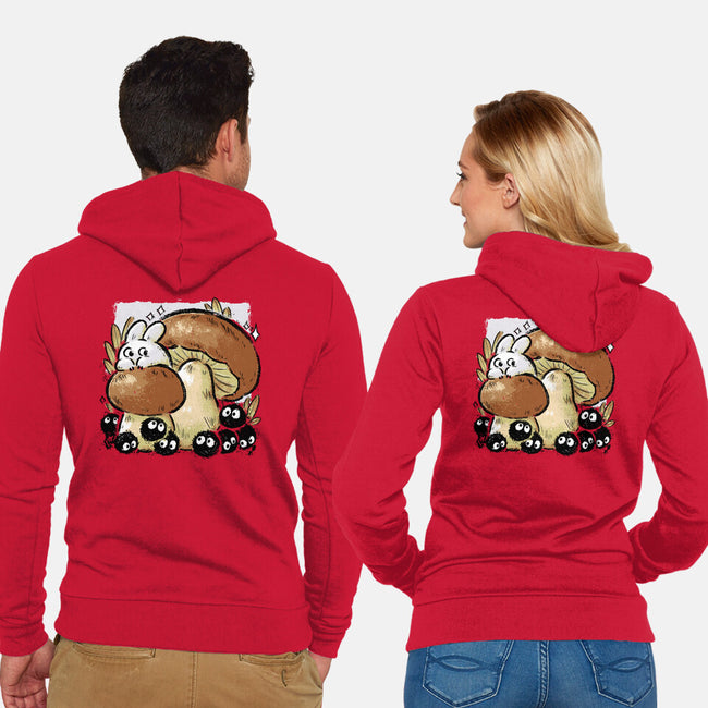 Wandering Soot With Autumn Mushrooms-Unisex-Zip-Up-Sweatshirt-xMorfina