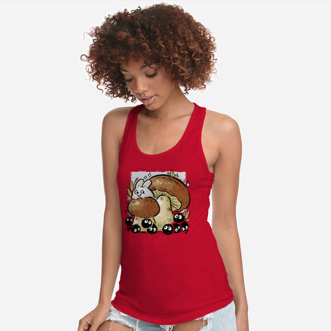 Wandering Soot With Autumn Mushrooms-Womens-Racerback-Tank-xMorfina