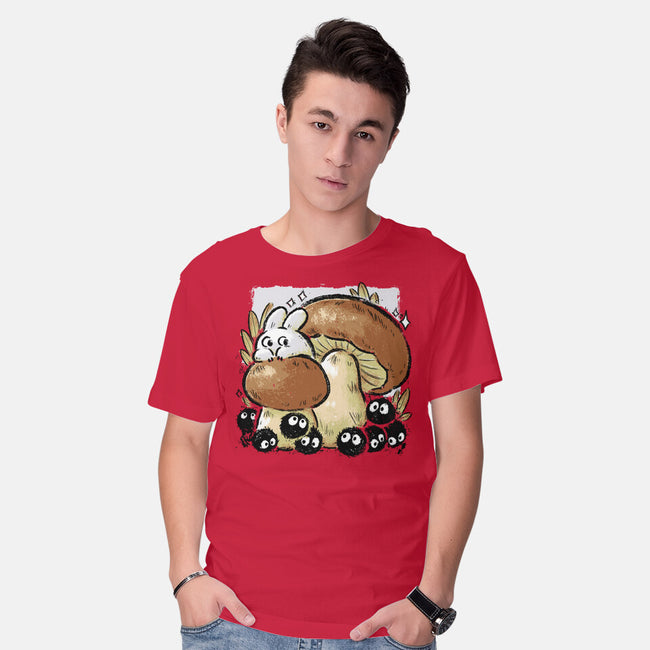 Wandering Soot With Autumn Mushrooms-Mens-Basic-Tee-xMorfina