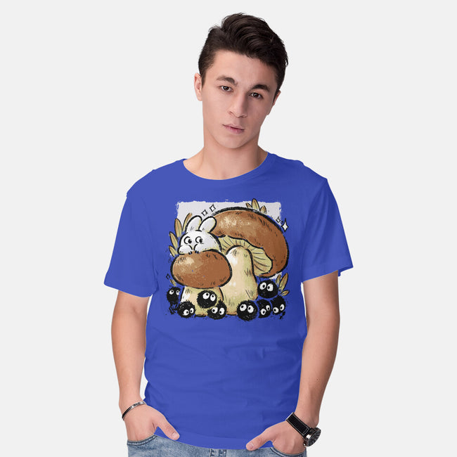Wandering Soot With Autumn Mushrooms-Mens-Basic-Tee-xMorfina
