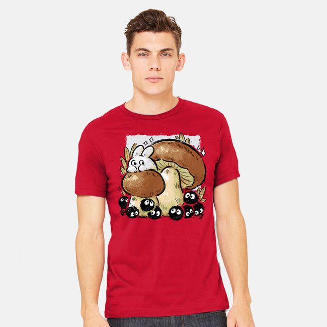 Wandering Soot With Autumn Mushrooms-Mens-Heavyweight-Tee-xMorfina