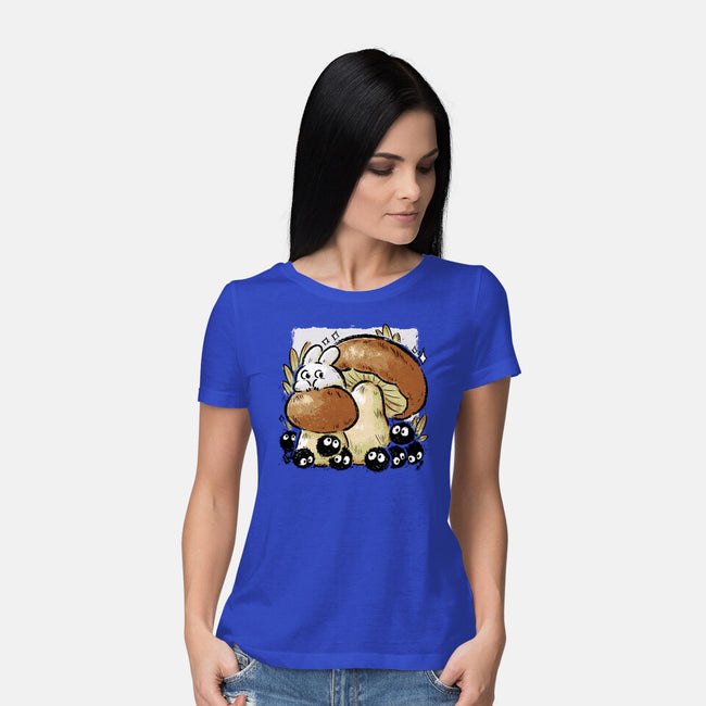 Wandering Soot With Autumn Mushrooms-Womens-Basic-Tee-xMorfina