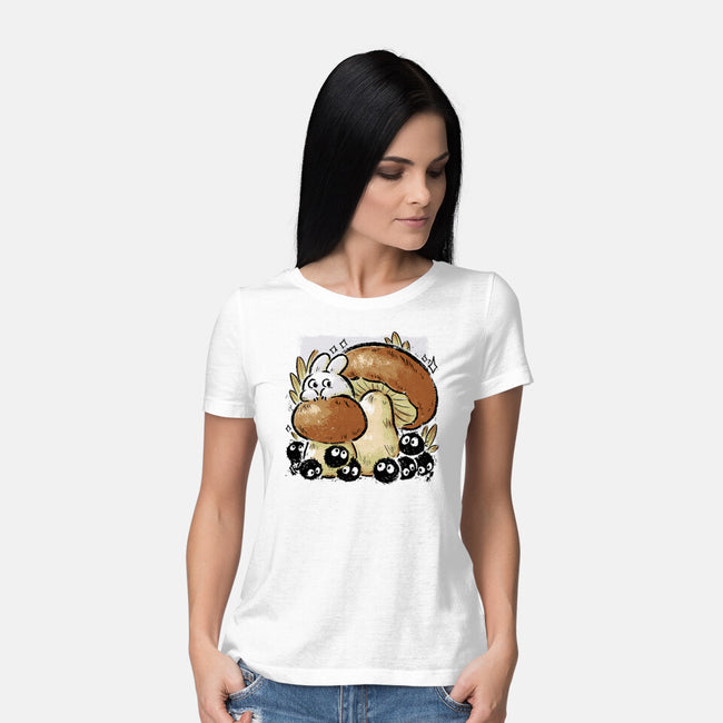 Wandering Soot With Autumn Mushrooms-Womens-Basic-Tee-xMorfina