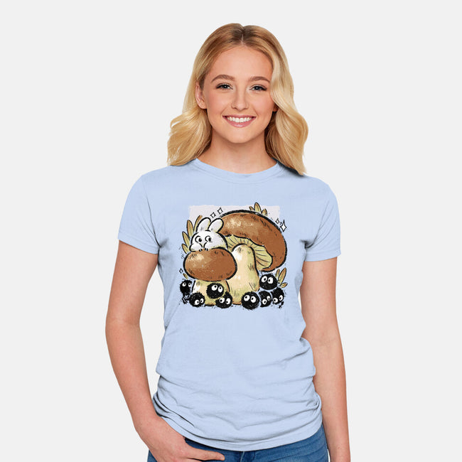 Wandering Soot With Autumn Mushrooms-Womens-Fitted-Tee-xMorfina