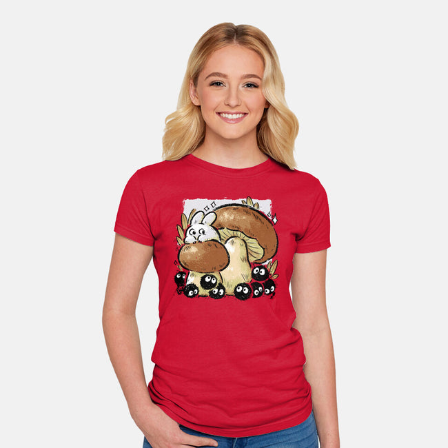 Wandering Soot With Autumn Mushrooms-Womens-Fitted-Tee-xMorfina