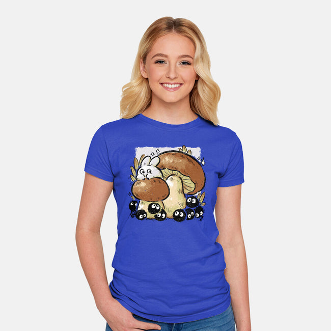 Wandering Soot With Autumn Mushrooms-Womens-Fitted-Tee-xMorfina