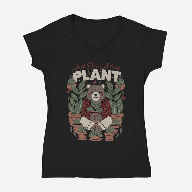 Just One More Plant Bear-Womens-V-Neck-Tee-tobefonseca