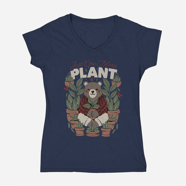 Just One More Plant Bear-Womens-V-Neck-Tee-tobefonseca