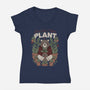 Just One More Plant Bear-Womens-V-Neck-Tee-tobefonseca