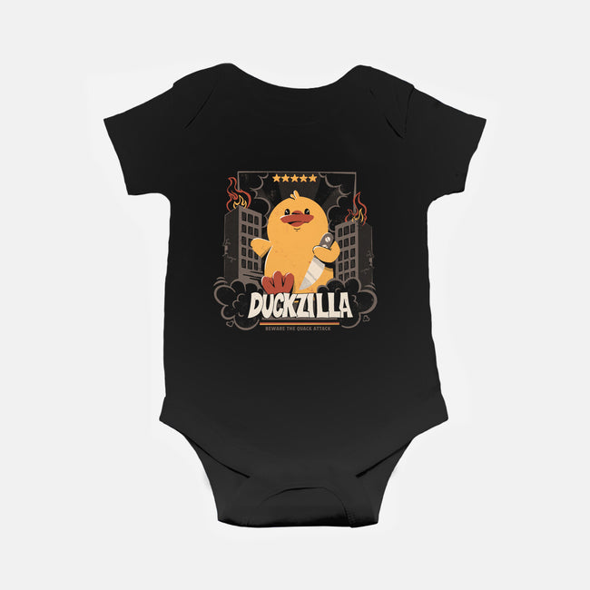 Duckzilla Funny Duck Attack-Baby-Basic-Onesie-tobefonseca