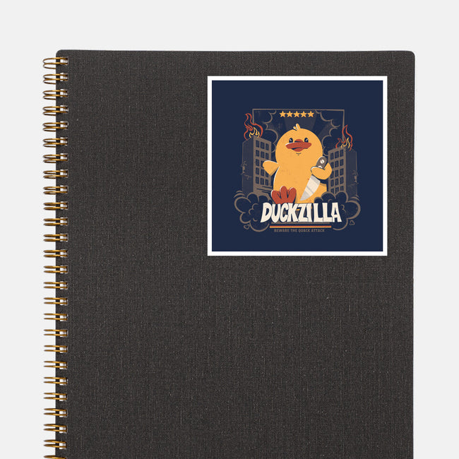 Duckzilla Funny Duck Attack-None-Glossy-Sticker-tobefonseca