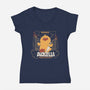 Duckzilla Funny Duck Attack-Womens-V-Neck-Tee-tobefonseca