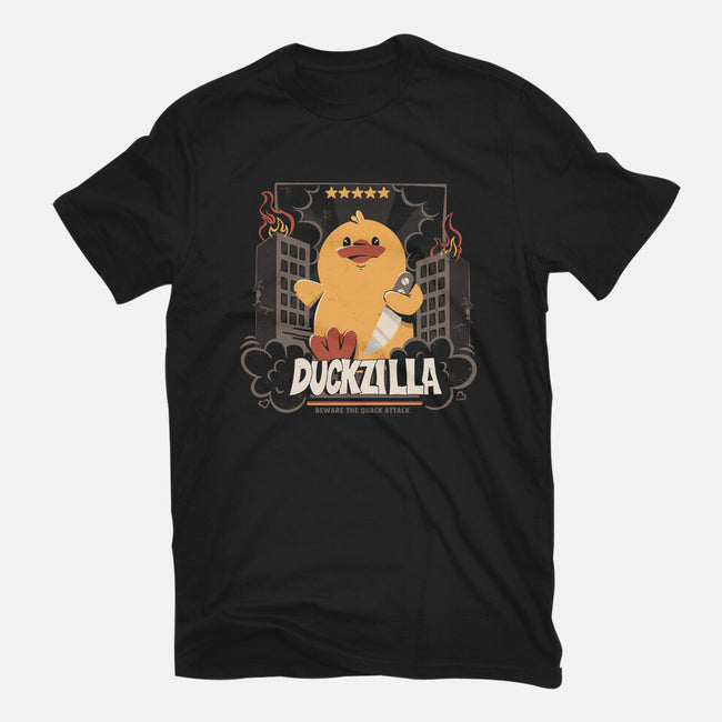 Duckzilla Funny Duck Attack-Mens-Basic-Tee-tobefonseca