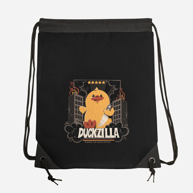 Duckzilla Funny Duck Attack-None-Drawstring-Bag-tobefonseca
