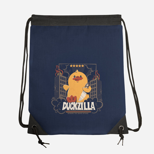 Duckzilla Funny Duck Attack-None-Drawstring-Bag-tobefonseca