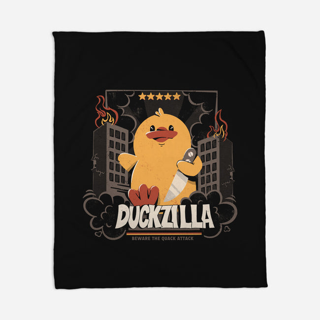 Duckzilla Funny Duck Attack-None-Fleece-Blanket-tobefonseca