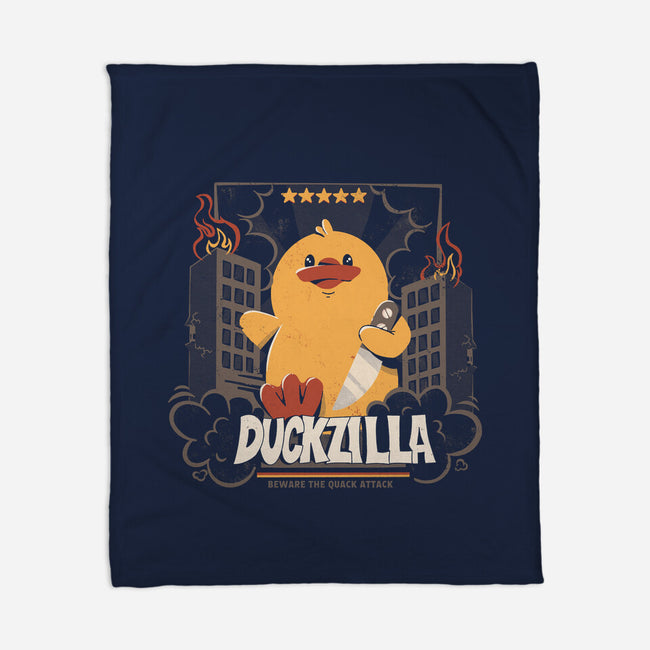 Duckzilla Funny Duck Attack-None-Fleece-Blanket-tobefonseca