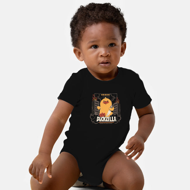 Duckzilla Funny Duck Attack-Baby-Basic-Onesie-tobefonseca