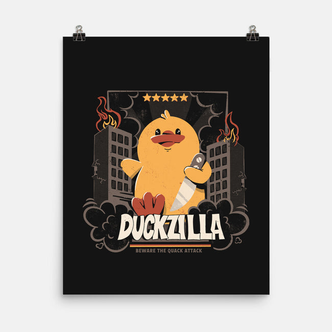 Duckzilla Funny Duck Attack-None-Matte-Poster-tobefonseca