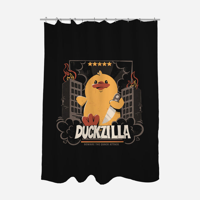 Duckzilla Funny Duck Attack-None-Polyester-Shower Curtain-tobefonseca