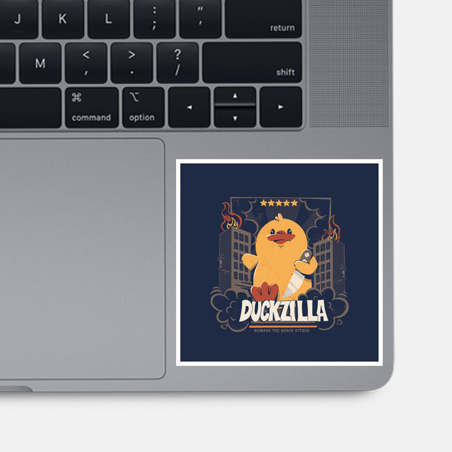 Duckzilla Funny Duck Attack-None-Glossy-Sticker-tobefonseca