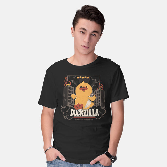 Duckzilla Funny Duck Attack-Mens-Basic-Tee-tobefonseca