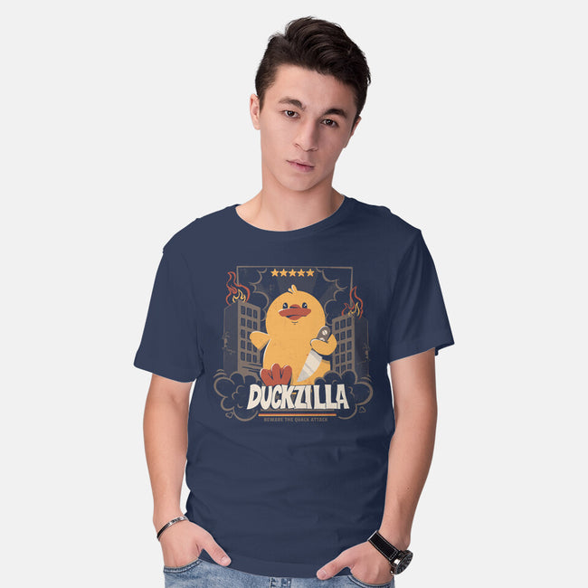 Duckzilla Funny Duck Attack-Mens-Basic-Tee-tobefonseca