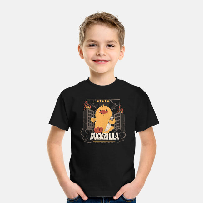 Duckzilla Funny Duck Attack-Youth-Basic-Tee-tobefonseca