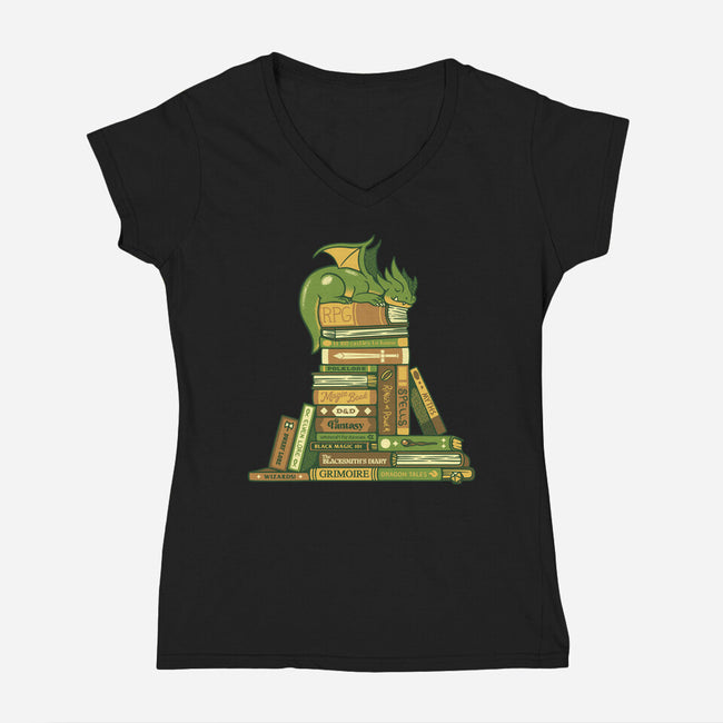 Treasure Hoarder Dragon-Womens-V-Neck-Tee-tobefonseca