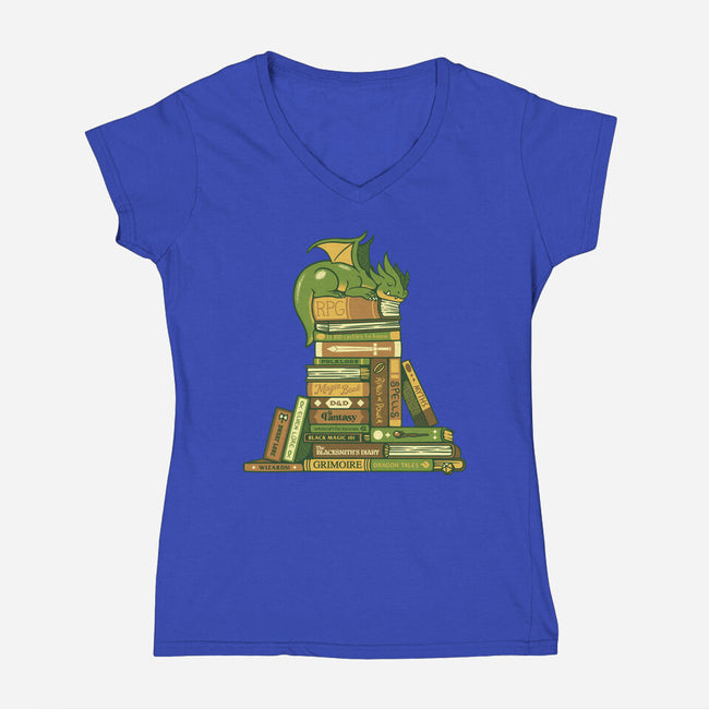 Treasure Hoarder Dragon-Womens-V-Neck-Tee-tobefonseca
