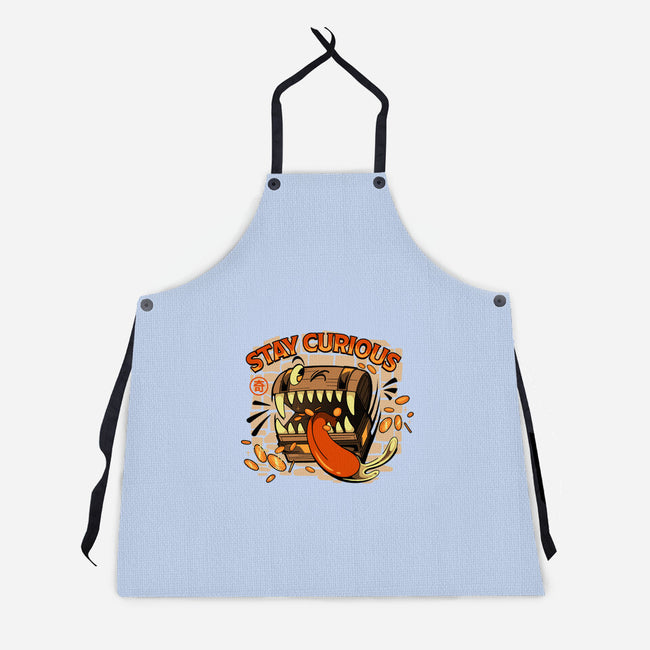 Stay Curious Mimic RPG-Unisex-Kitchen-Apron-tobefonseca