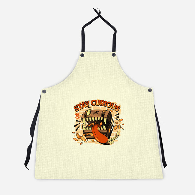 Stay Curious Mimic RPG-Unisex-Kitchen-Apron-tobefonseca