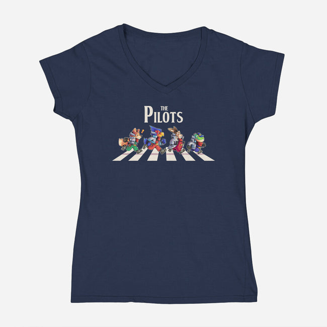 The Pilots-Womens-V-Neck-Tee-2DFeer