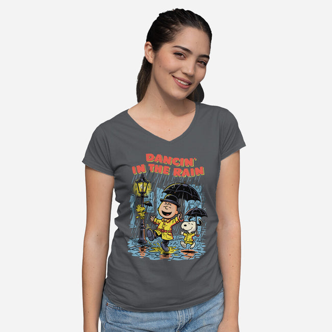 Dancing In The Dark-Womens-V-Neck-Tee-P1yu5h