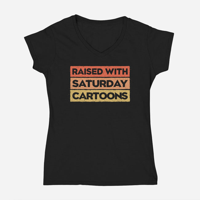 Raised With Saturday Cartoons-Womens-V-Neck-Tee-NMdesign