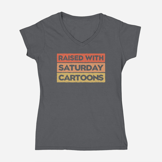 Raised With Saturday Cartoons-Womens-V-Neck-Tee-NMdesign