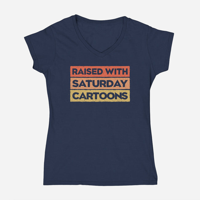 Raised With Saturday Cartoons-Womens-V-Neck-Tee-NMdesign