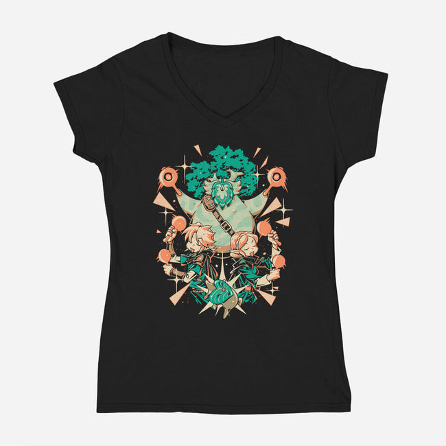 Cha Cha Cha-Womens-V-Neck-Tee-1Wing