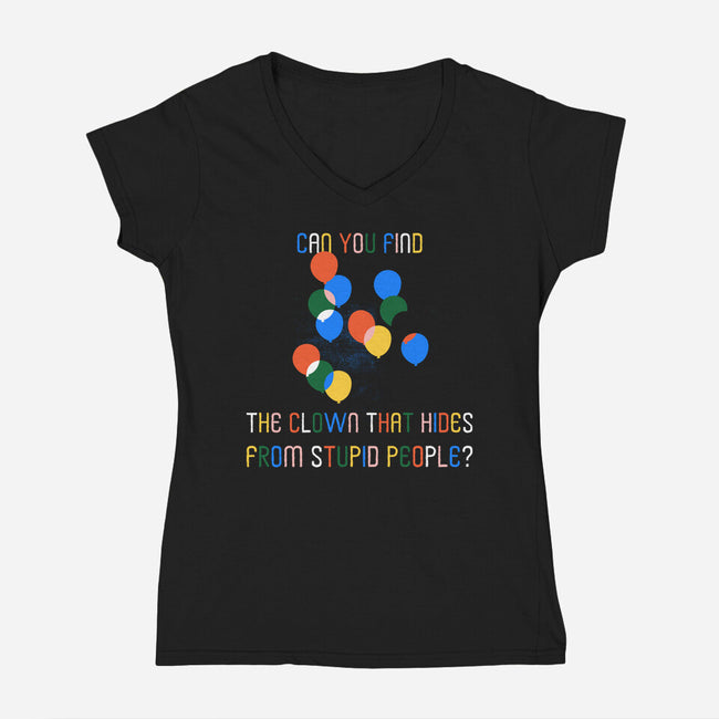 Can You Find The Clown-Womens-V-Neck-Tee-rocketman_art