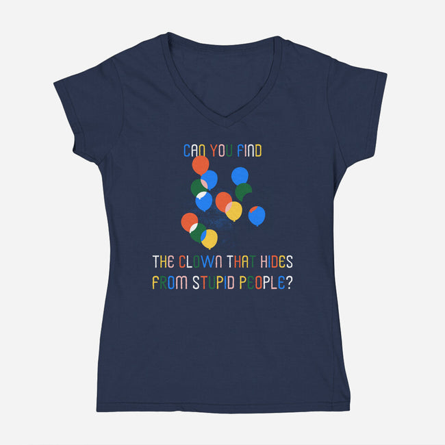Can You Find The Clown-Womens-V-Neck-Tee-rocketman_art