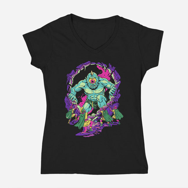 The Cyclops's Cave-Womens-V-Neck-Tee-Diego Gurgell