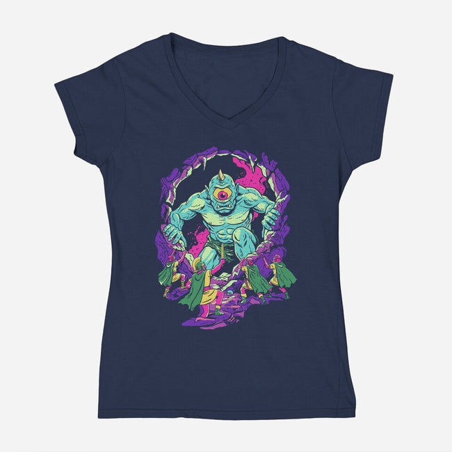 The Cyclops's Cave-Womens-V-Neck-Tee-Diego Gurgell
